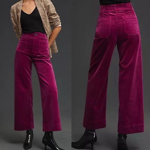 Anthropologie Pants - Anthropologie Maeve Colette Cropped Wide Leg Corduroy Pants Grape Purple 30